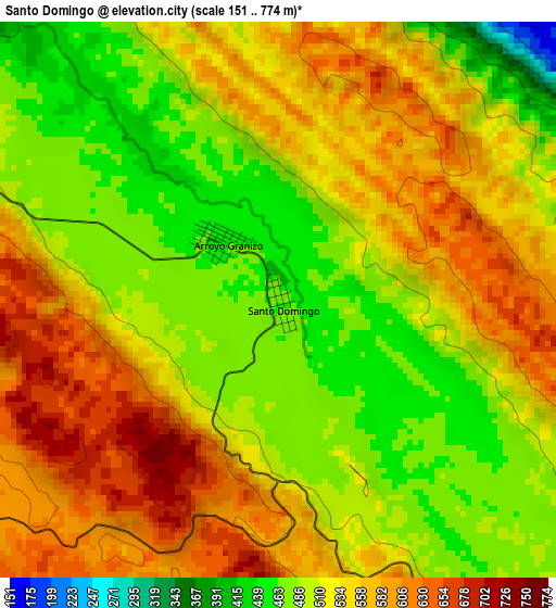 Santo Domingo elevation map