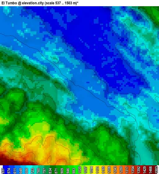 El Tumbo elevation map