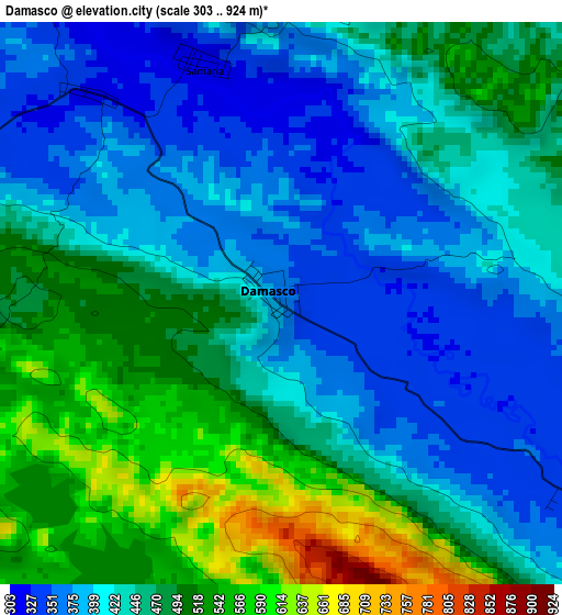 Damasco elevation map