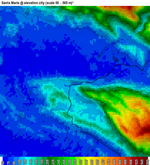 Santa María elevation map