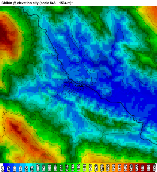 Chilón elevation map