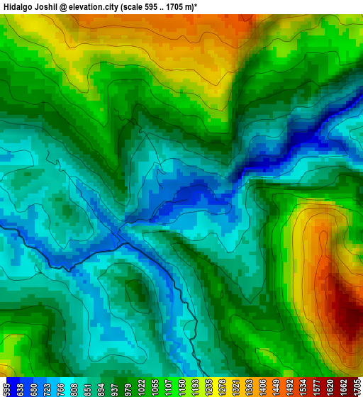 Hidalgo Joshil elevation map