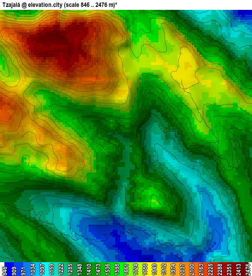 Tzajalá elevation map