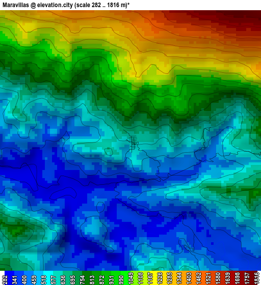 Maravillas elevation map