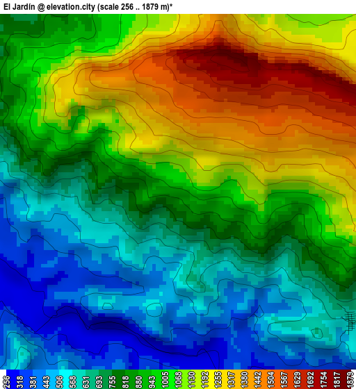 El Jardín elevation map