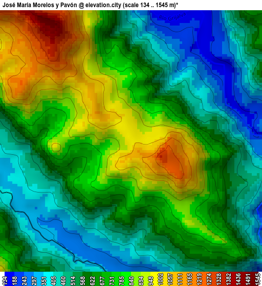José María Morelos y Pavón elevation map