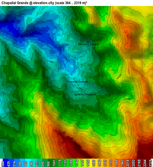 Chapallal Grande elevation map