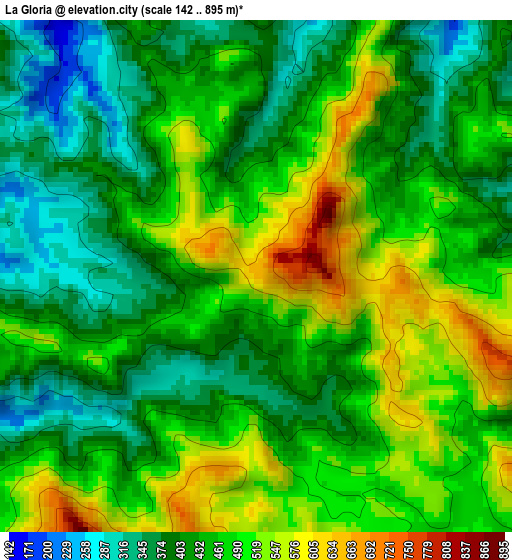 La Gloria elevation map