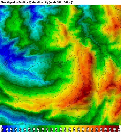 San Miguel la Sardina elevation map