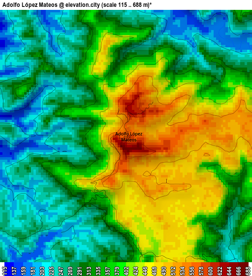 Adolfo López Mateos elevation map