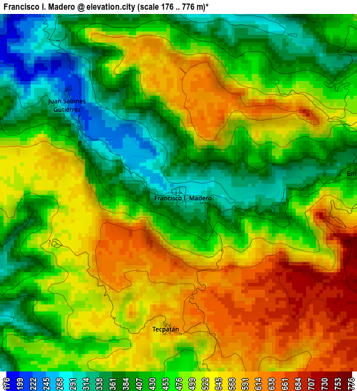 Francisco I. Madero elevation map