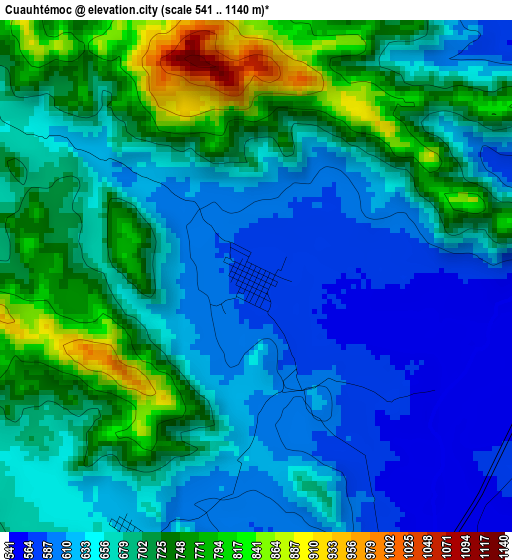 Cuauhtémoc elevation map