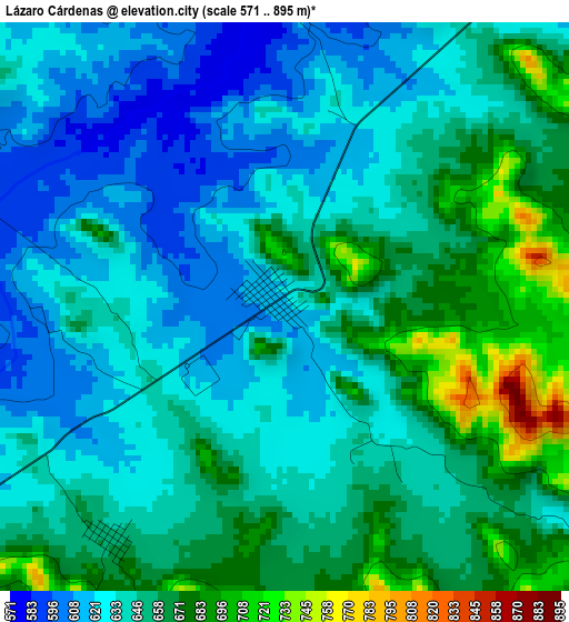 Lázaro Cárdenas elevation map