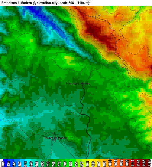 Francisco I. Madero elevation map