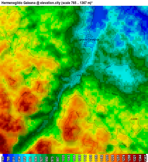 Hermenegildo Galeana elevation map