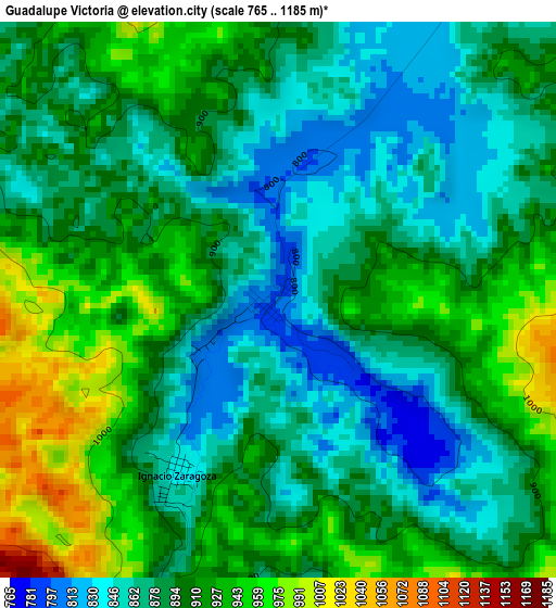 Guadalupe Victoria elevation map