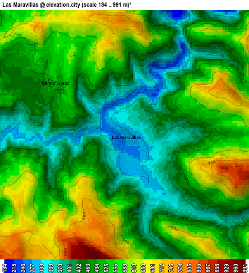 Las Maravillas elevation map
