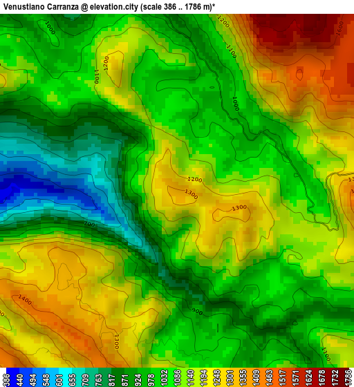 Venustiano Carranza elevation map