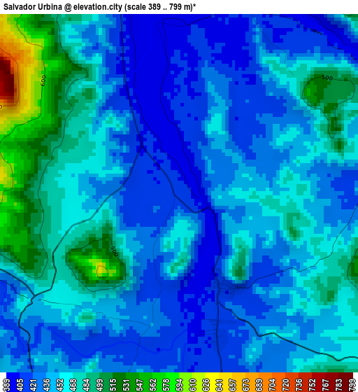 Salvador Urbina elevation map