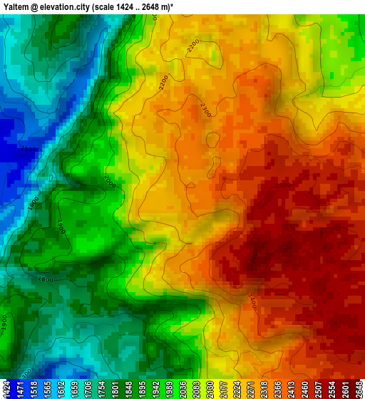 Yaltem elevation map