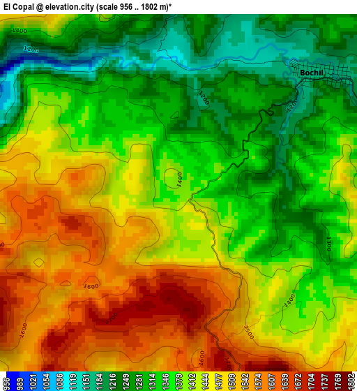 El Copal elevation map