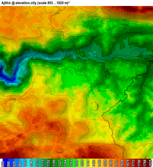 Ajilhó elevation map