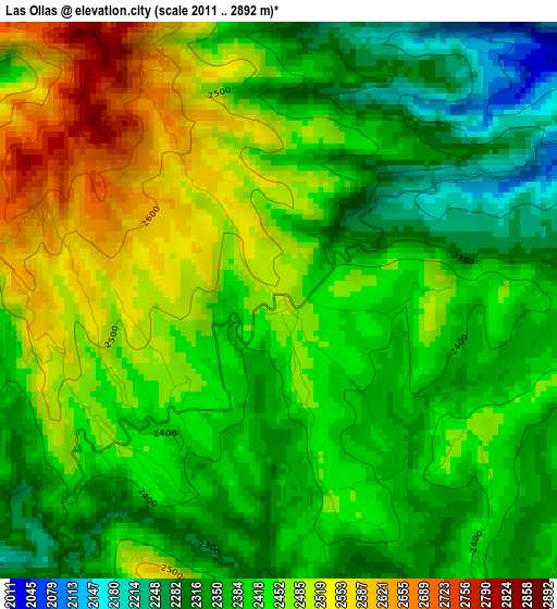 Las Ollas elevation map