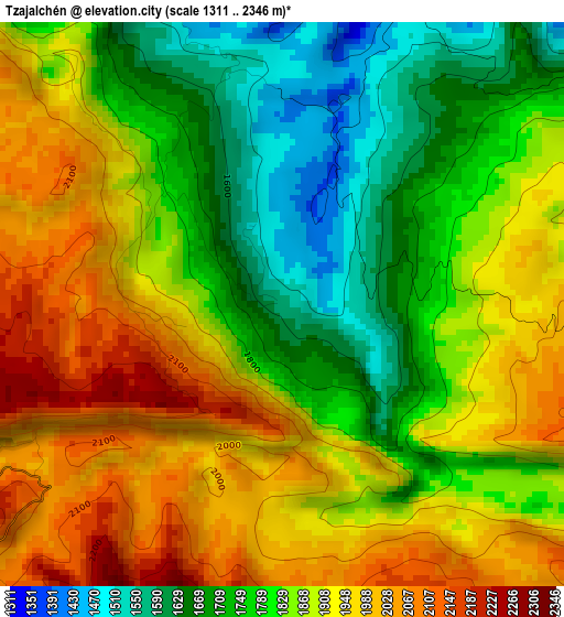 Tzajalchén elevation map