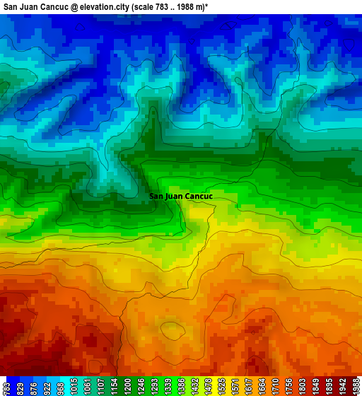 San Juan Cancuc elevation map