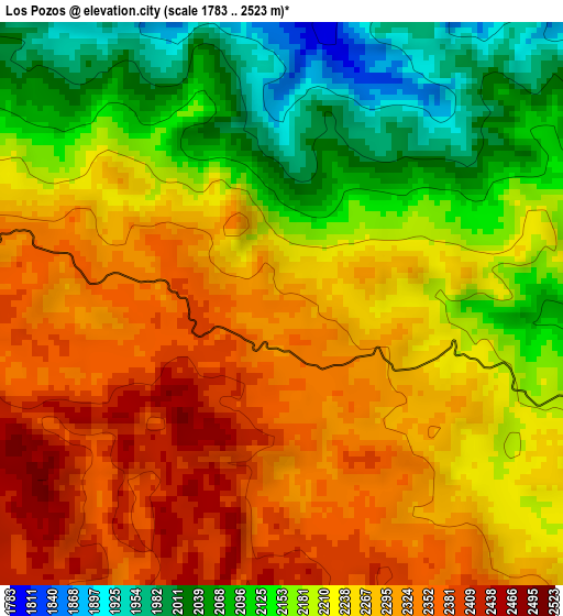 Los Pozos elevation map