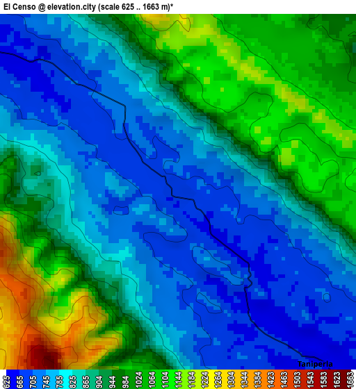 El Censo elevation map