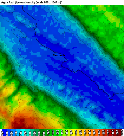 Agua Azul elevation map