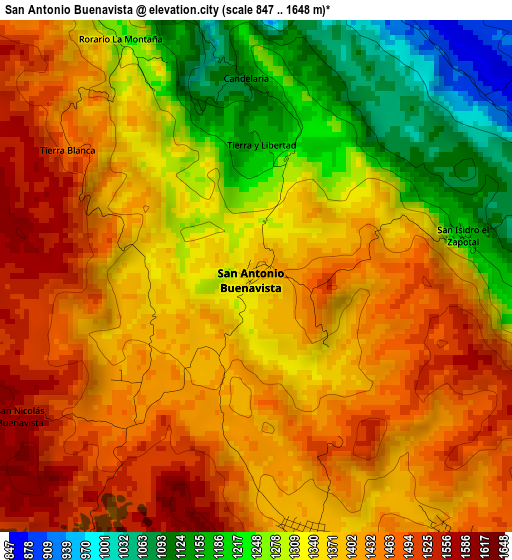 San Antonio Buenavista elevation map