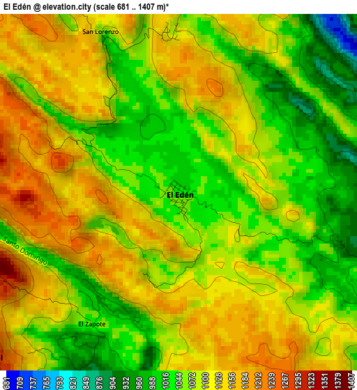 El Edén elevation map