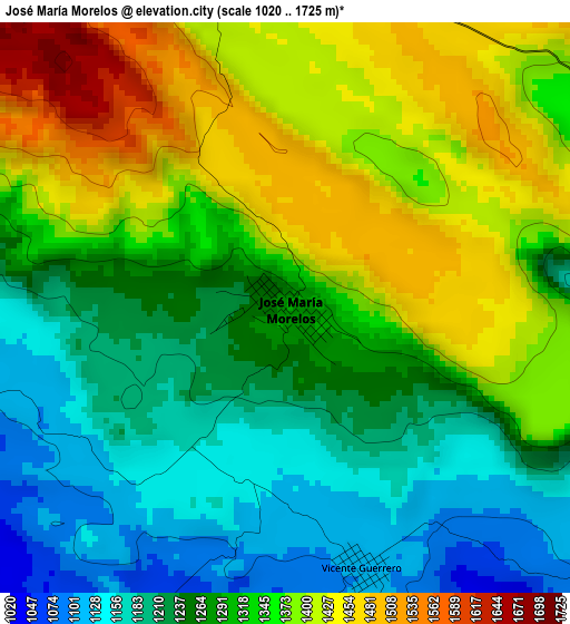 José María Morelos elevation map