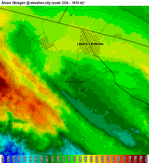 Álvaro Obregón elevation map