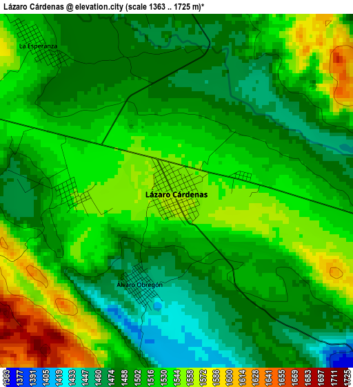 Lázaro Cárdenas elevation map