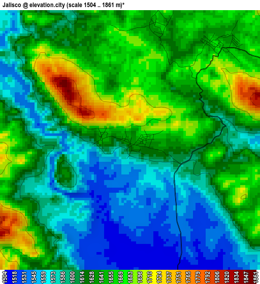 Jalisco elevation map