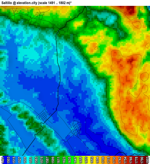 Saltillo elevation map