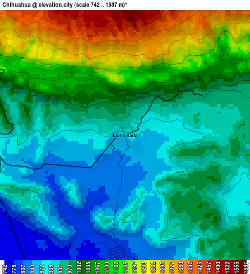 Chihuahua elevation map