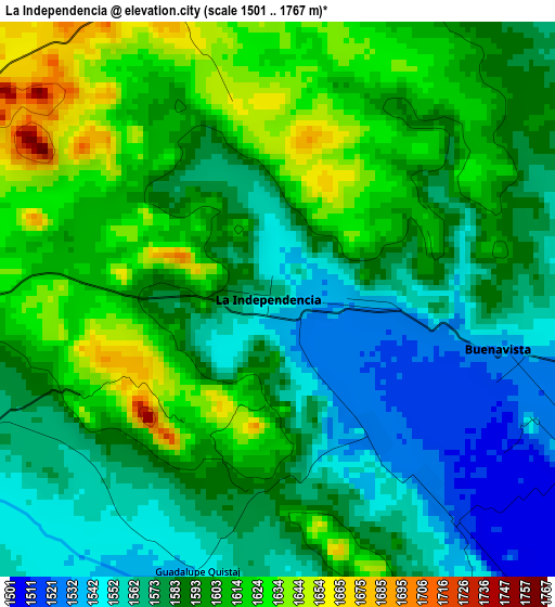 La Independencia elevation map