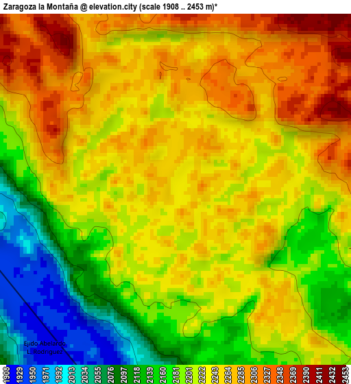 Zaragoza la Montaña elevation map