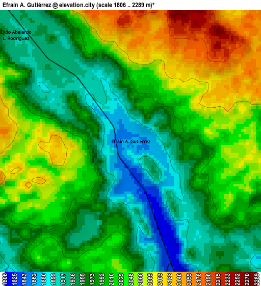 Efraín A. Gutiérrez elevation map