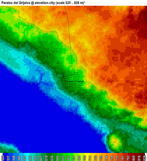 Paraíso del Grijalva elevation map