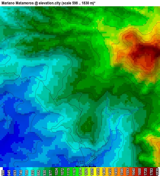 Mariano Matamoros elevation map
