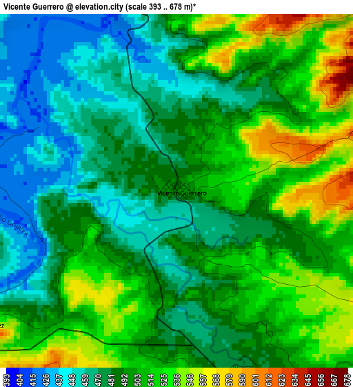 Vicente Guerrero elevation map