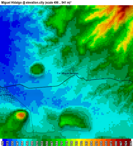 Miguel Hidalgo elevation map