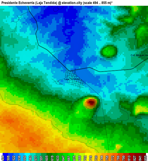 Presidente Echeverría (Laja Tendida) elevation map