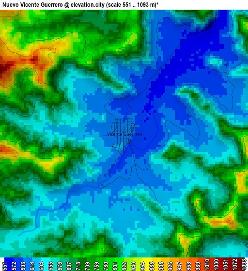 Nuevo Vicente Guerrero elevation map