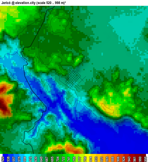 Jericó elevation map